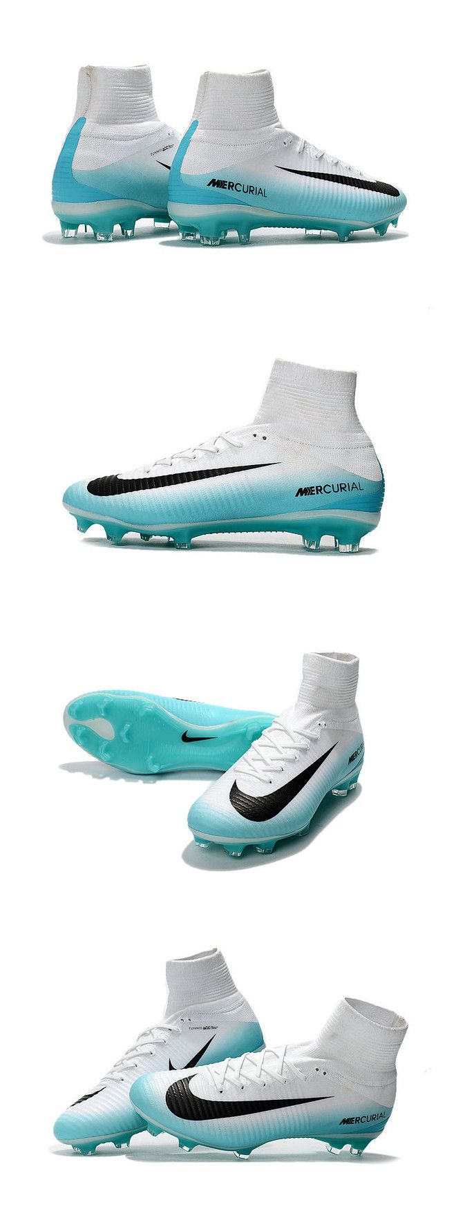 ฟุตบอลไทย pantip Nike Mercurial Superfly V FG Top Soccer Shoes White Blue Black
